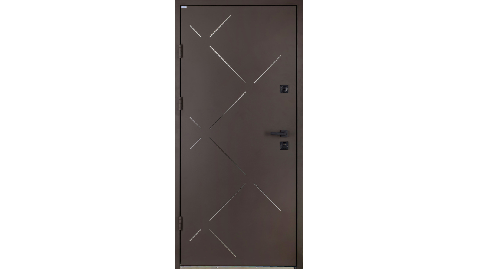 Двері вхідні в дім РУБІКОН RAL 8019 / ПВХ 46 Б-330 Оф.д.18 + терморозрив